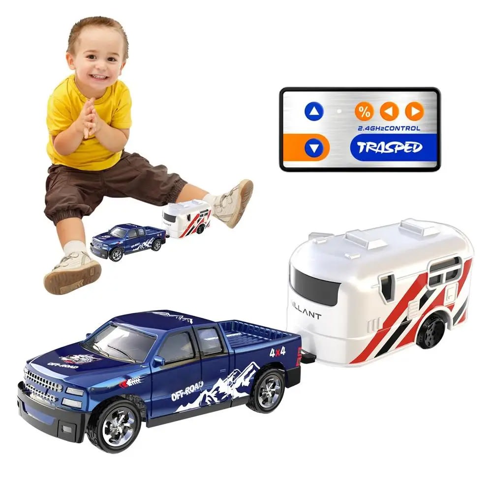 Mini RC Racing Car with Trailer: Remote Controlled Electric Drift RC Model - Perfect Toy Gift for Boys